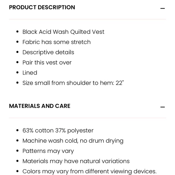 Perfect Tone Black Acid Wash Quilted Vest size XS new, newer worn grey pink lily - Picture 6 of 12